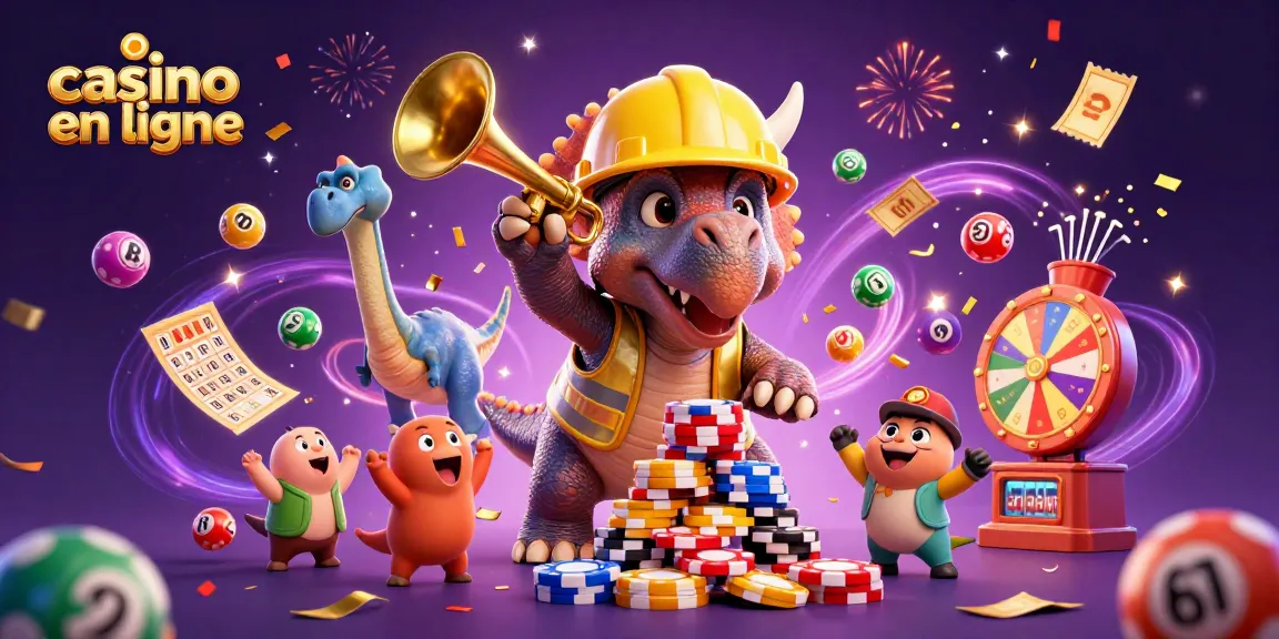 Gagnez avec des jeux de casino en ligne grâce à des personnages animés construisant une pyramide de jetons de poker.