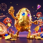 Engage with the dynamic казино лакибир scene featuring a golden golem, coins, and casino elements.