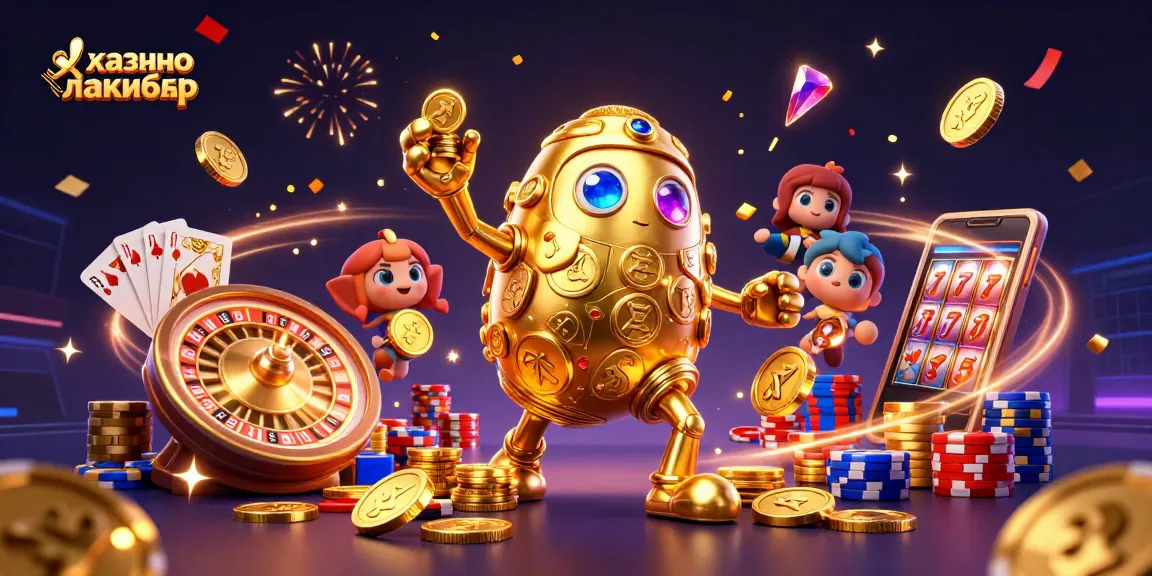 Engage with the dynamic казино лакибир scene featuring a golden golem, coins, and casino elements.