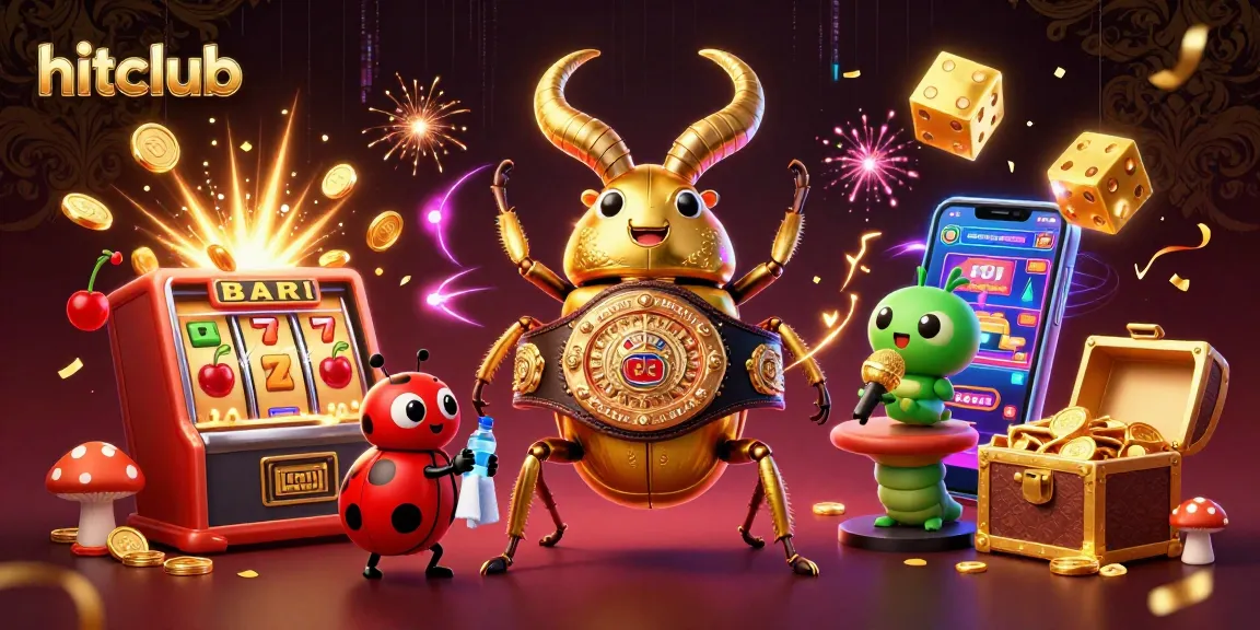 Experience thrilling casino action with hitclub as a giant golden beetle faces off in a vibrant, dynamic scene.
