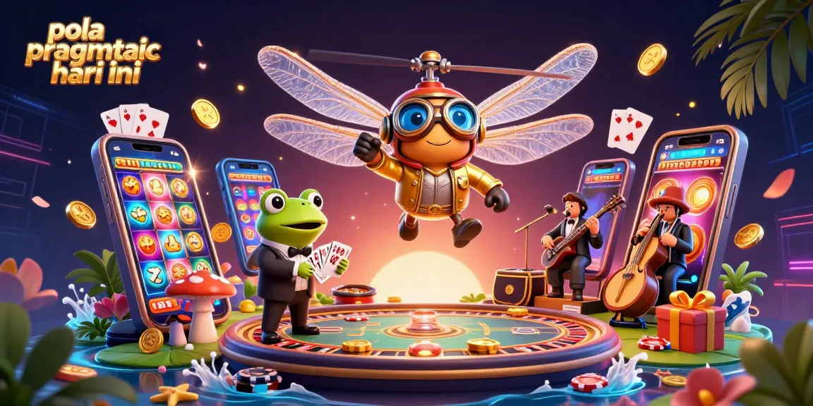 Engage with pola pragmatic hari ini as colorful slot reels spin alongside a dynamic casino scene