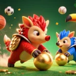 Join the exciting game at DA88 with vibrant pangolins in a dynamic casino scene of sports betting thrills.