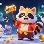 Join the excitement at truycapgo88 with cheerful tanuki and fortune cats in a vibrant casino scene.