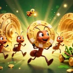 Engage with toto slot tergacor as a lively scene unfolds with ants on a heist amidst riches.