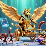 Win big with ringbet88 in a thrilling gaming scene featuring a golden scarab and rich slot elements.