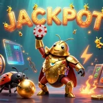 Join the Fun88 com festivities as the heroic beetle triumphantly raises a poker chip, amidst thrilling spins and jackpots.