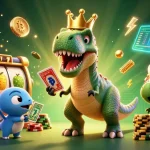 Slot yang menggambarkan T-Rex dan teman-teman dalam permainan yang penuh warna dan menarik.