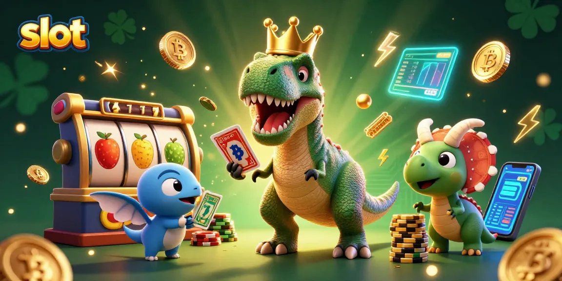 Slot yang menggambarkan T-Rex dan teman-teman dalam permainan yang penuh warna dan menarik.