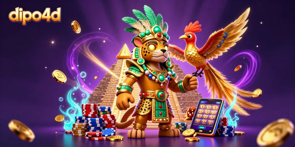 Experience gambling excitement at dipo4d with vibrant neon visuals and dynamic slot elements.