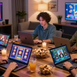 Dynamic online gaming enthusiasts engaging with tempototo platform, showcasing excitement and winning potential.