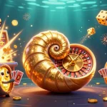 Illustration dynamique d'un nautilus et de machines à sous, captivant casino en ligne.