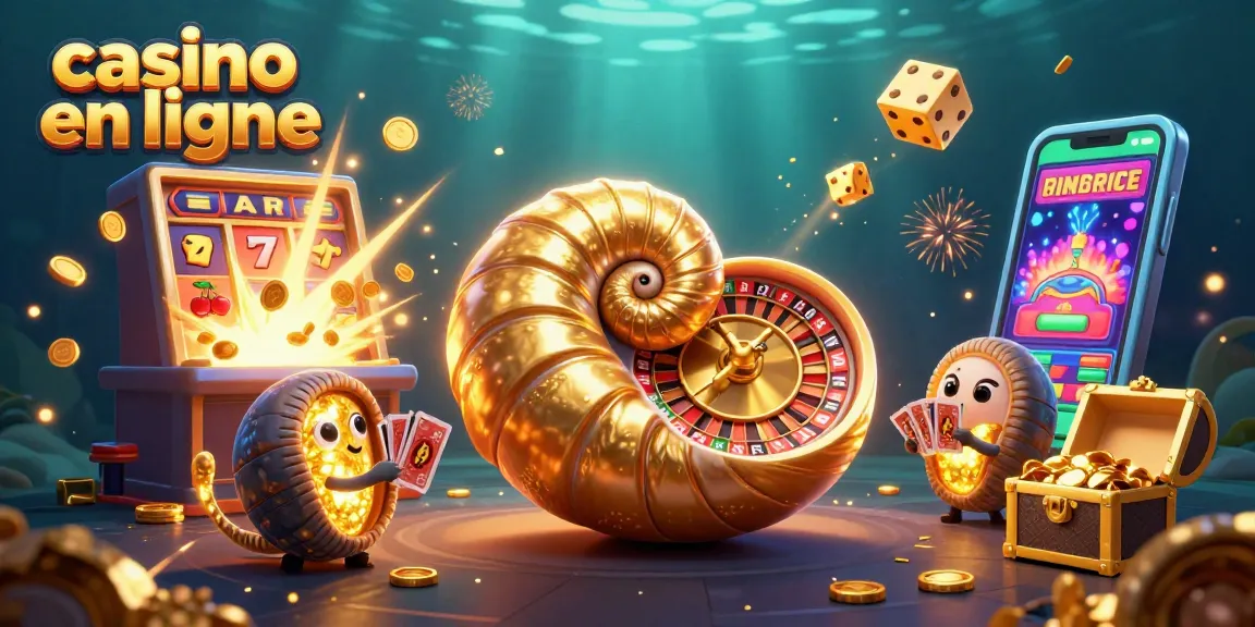 Illustration dynamique d'un nautilus et de machines à sous, captivant casino en ligne.