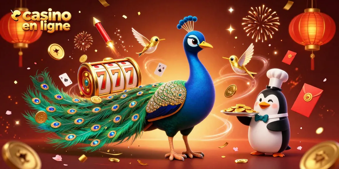 Jouer au casino en ligne avec une illustration dynamique ornée de jeux de cartes et de pièces d'or.