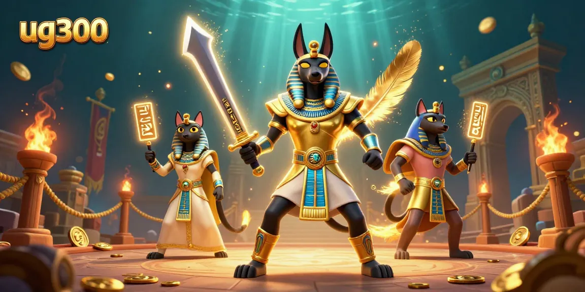 Jelajahi keseruan taruhan dengan ug300, Anubis dan Bastet siap bertarung di arena kasino.