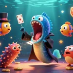 Illustration de casino en ligne avec un poisson-képie et un gouffre marin magique.