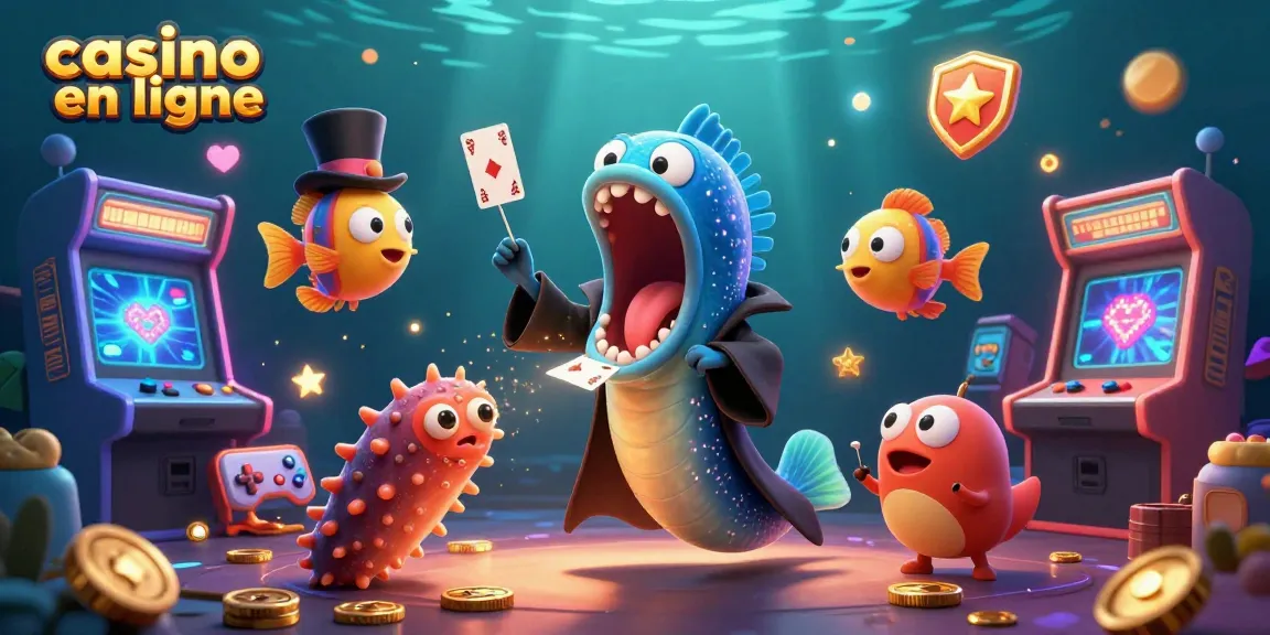 Illustration de casino en ligne avec un poisson-képie et un gouffre marin magique.