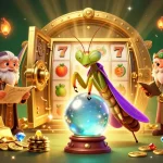 Experience the thrill of slot gacor with a vibrant 3D cartoon scene filled with fortune tellers and treasures.