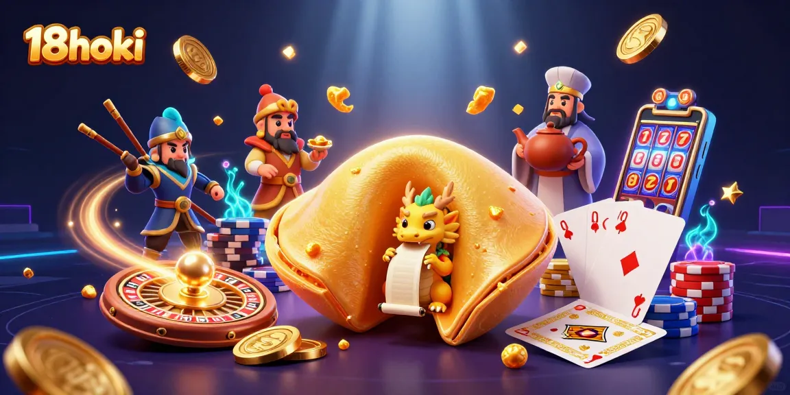 Win big with 18hoki as golden coins and jackpot elements surround a vibrant casino scene.